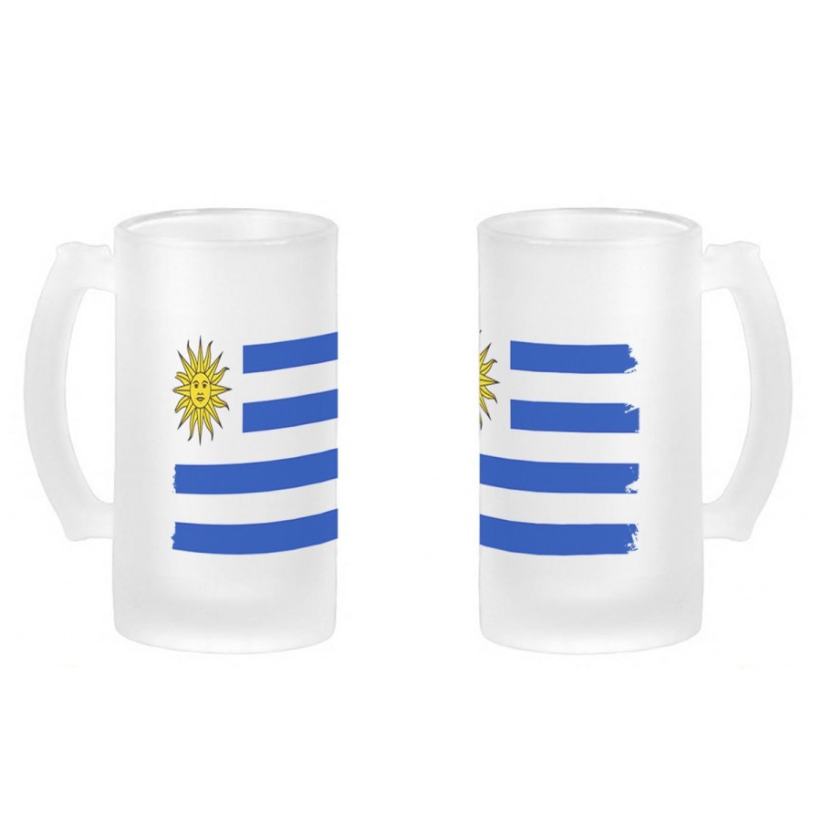 JARRA CERVEZA CRISTAL bandera uruguai logo latinoamerica pais hispanoamerica esmerilada esmerilado 500ml