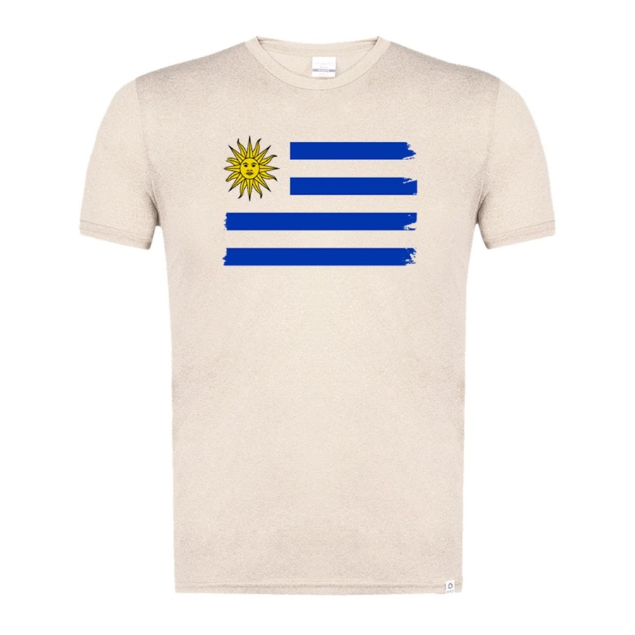 CAMISETA BLANCO NATURAL IMAGEN A COLOR bandera uruguai logo latinoamerica pais hispanoamerica moda verano tshirt