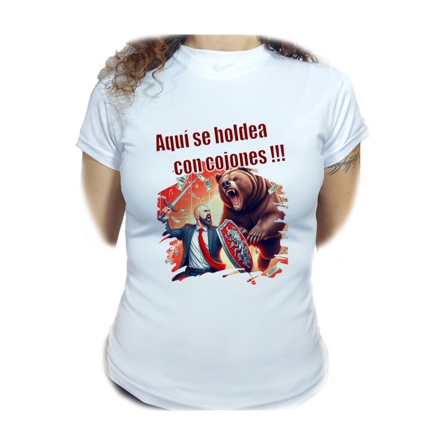 CAMISETA MUJER aquí se holdea Maximus mercado bajista moda personalizada