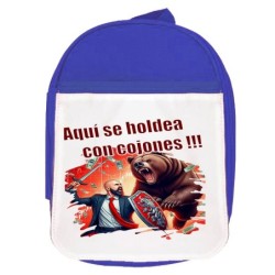 MOCHILA AZUL aquí se holdea Maximus mercado bajista escolar personalizado picnic excursión deporte