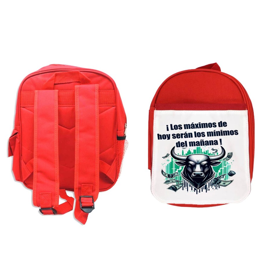 MOCHILA ROJA inversores bolsa toro wall street Maximus colegio picnic excursión deporte niños