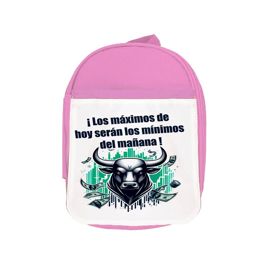 MOCHILA ROSA inversores bolsa toro wall street Maximus escolar personalizado picnic excursión deporte