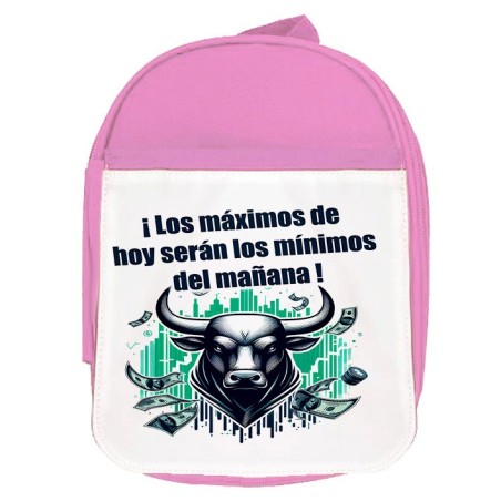 MOCHILA ROSA inversores bolsa toro wall street Maximus escolar personalizado picnic excursión deporte