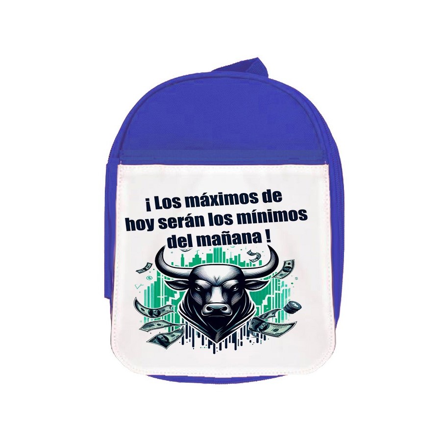 MOCHILA AZUL inversores bolsa toro wall street Maximus escolar personalizado picnic excursión deporte