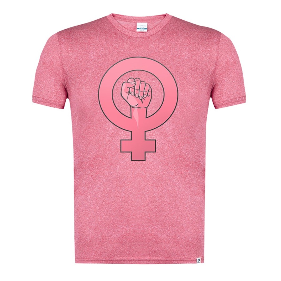 CAMISETA ROJA MEZCLA LOGO FEMINISTAS MENSAJE moda verano tshirt