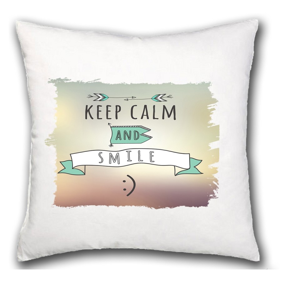 COJIN calmate y sonrie keep calm and smile frase graciosa hogar comodo personalizado