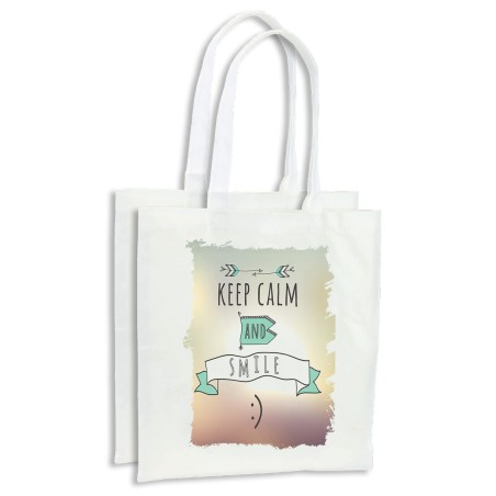 PACK BOLSAS calmate y sonrie keep calm and smile frase graciosa cocina compra personalizadas