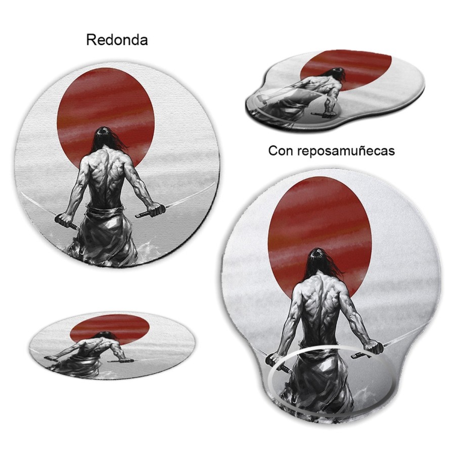 ALFOMBRILLA REDONDEADA ronin samurai vagabundo espadachin guerrero curva curvada reposamuñecas pc raton