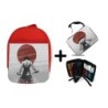 PACK MOCHILA ROJA Y ESTUCHE ronin samurai vagabundo espadachin guerrero material escolar