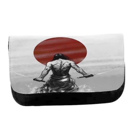 ESTUCHE NECESER DE LONA ronin samurai vagabundo espadachin guerrero unisex negro monedero billetera