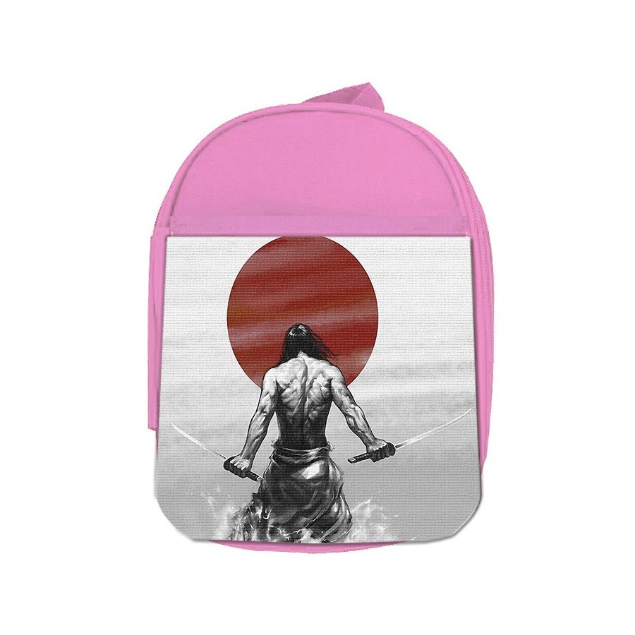 MOCHILA ROSA ronin samurai vagabundo espadachin guerrero escolar personalizado picnic excursión deporte