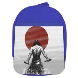 MOCHILA AZUL ronin samurai vagabundo espadachin guerrero escolar personalizado picnic excursión deporte