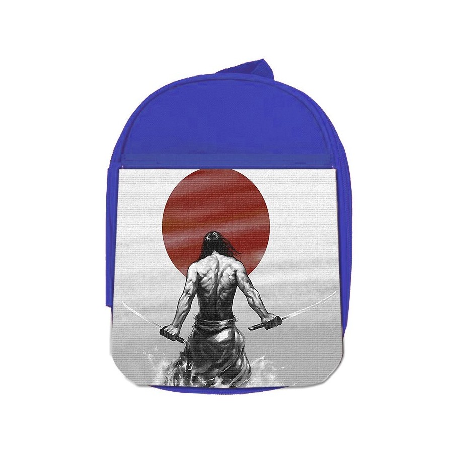 MOCHILA AZUL ronin samurai vagabundo espadachin guerrero escolar personalizado picnic excursión deporte