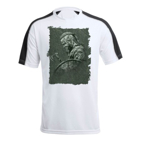 CAMISETA TÉCNICA FRANJA MANGAS NEGRA vikingo vikingos honor guerrero valhala hacha personalizada