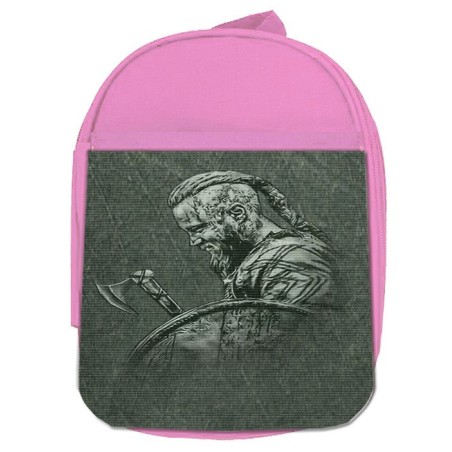 MOCHILA ROSA vikingo vikingos honor guerrero valhala hacha escolar personalizado picnic excursión deporte