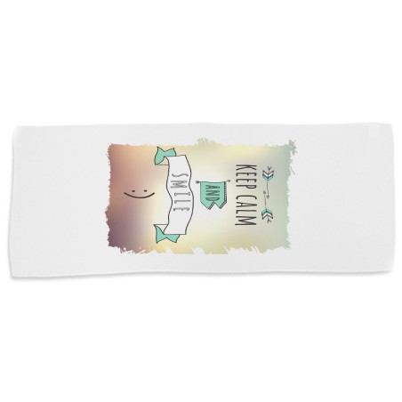 TOALLA GIMNASIO GYM ABSORBENTE calmate y sonrie keep calm and smile frase graciosa suave con bolsita
