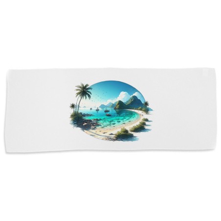 TOALLA GIMNASIO GYM ABSORBENTE playa paradisiaca mar oceano agua arena palmeras suave con bolsita