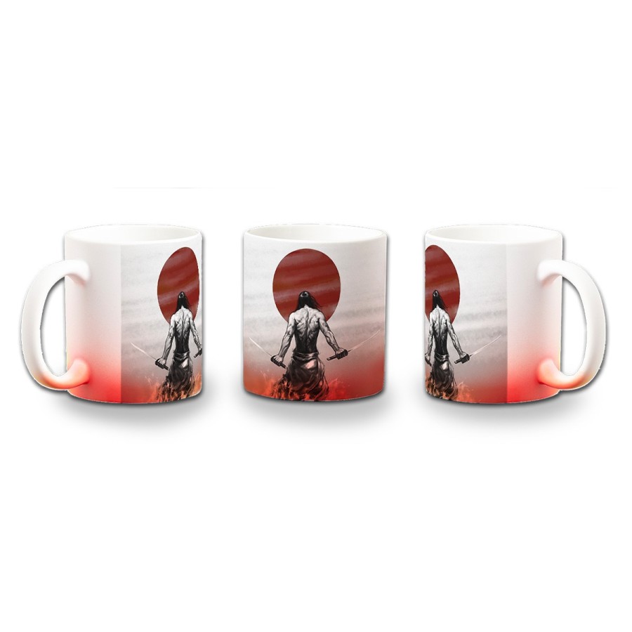 TAZA CON DEGRADADO ronin samurai vagabundo espadachin guerrero color personalizada