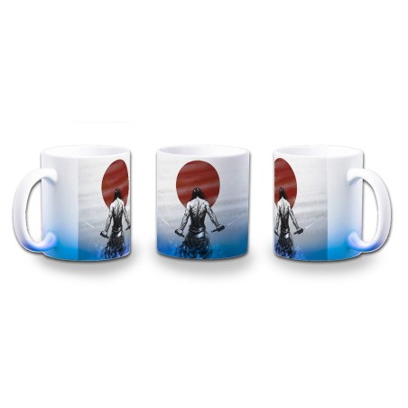 TAZA CON DEGRADADO ronin samurai vagabundo espadachin guerrero color personalizada