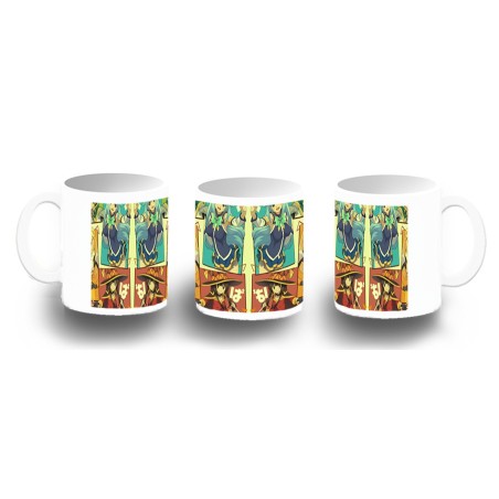 TAZA FOTOLUMINISCENTE konosuba saga 3 personajes manga fanart BRILLA OSCURIDAD