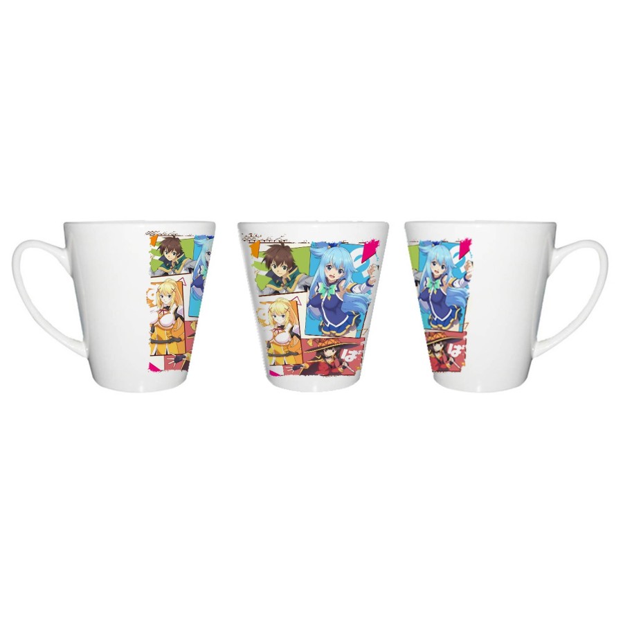 TAZA CÓNICA konosuba saga 3 personajes manga fanart conica personalizada