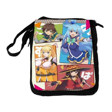 BANDOLERA REPORTERO MEDIANA BOLSO konosuba saga 3 personajes manga fanart bolsa mochila hombro