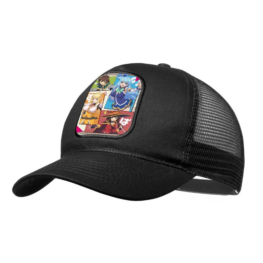 GORRA NEGRA CON REJILLA konosuba saga 3 personajes manga fanart moda deporte