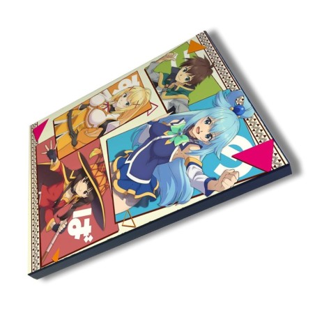 PANEL FOTOGRÁFICO DECORATIVO konosuba saga 3 personajes manga fanart cuadro acabado brillante elegante pared