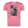 CAMISETA ROJA MEZCLA CON IMAGEN EN TONALIDADES NEGRAS konosuba saga 3 personajes manga fanart tshirt