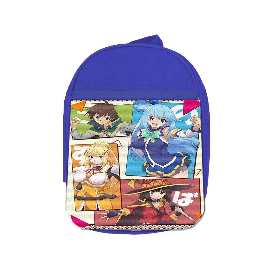 MOCHILA AZUL konosuba saga 3 personajes manga fanart escolar personalizado picnic excursión deporte