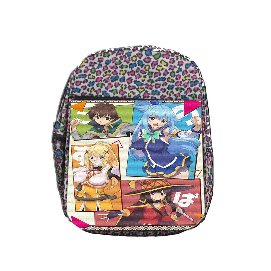 MOCHILA LUNARES ESTAMPADO konosuba saga 3 personajes manga fanart escolar personalizado picnic excursión deporte