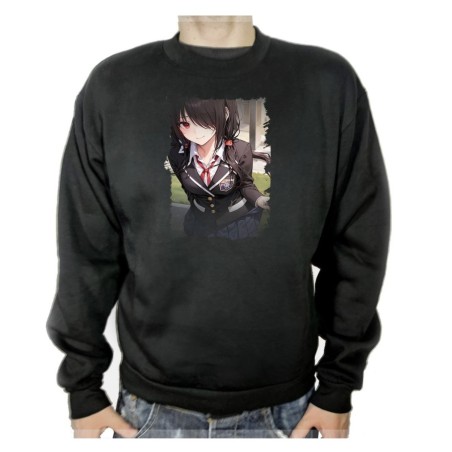 SUDADERA NEGRA date a live kurumi casual ropa moderna adulto poliester algodón personalizada