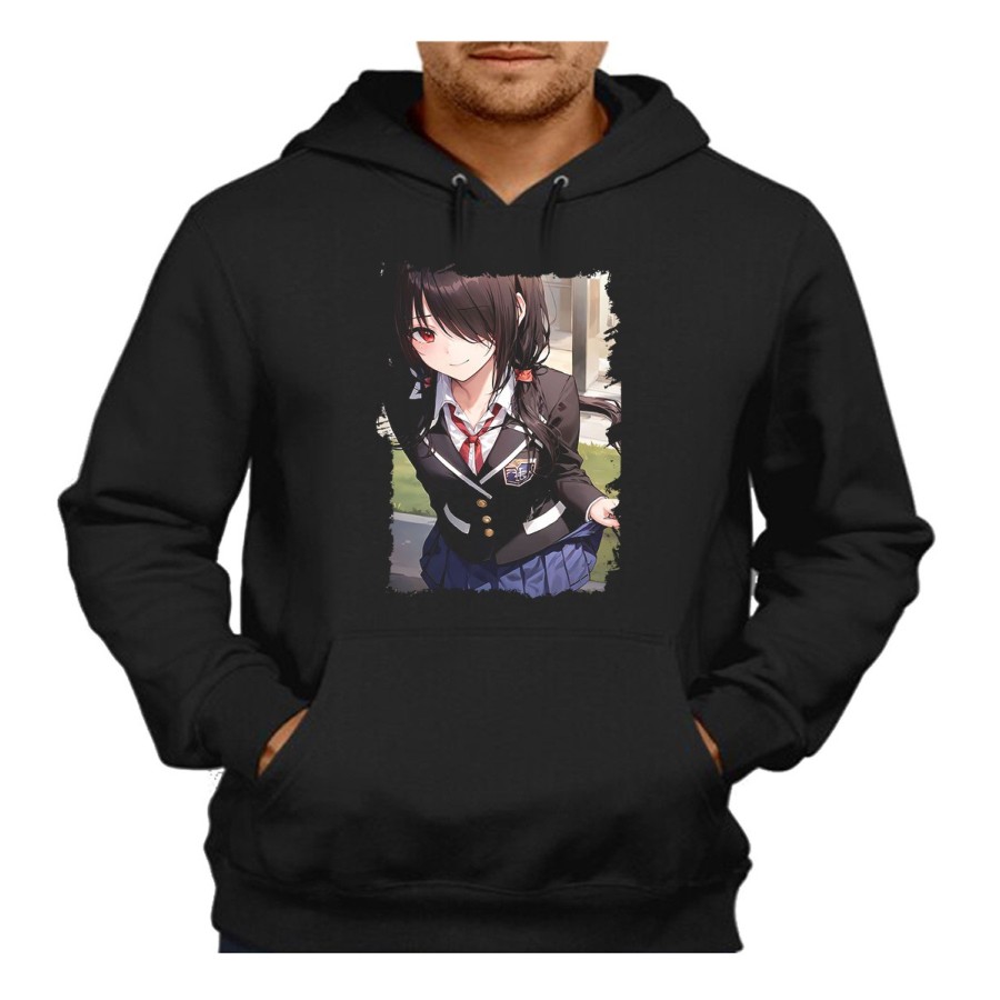 SUDADERA NEGRA CON CAPUCHA date a live kurumi casual ropa moderna adulto poliester algodón personalizada