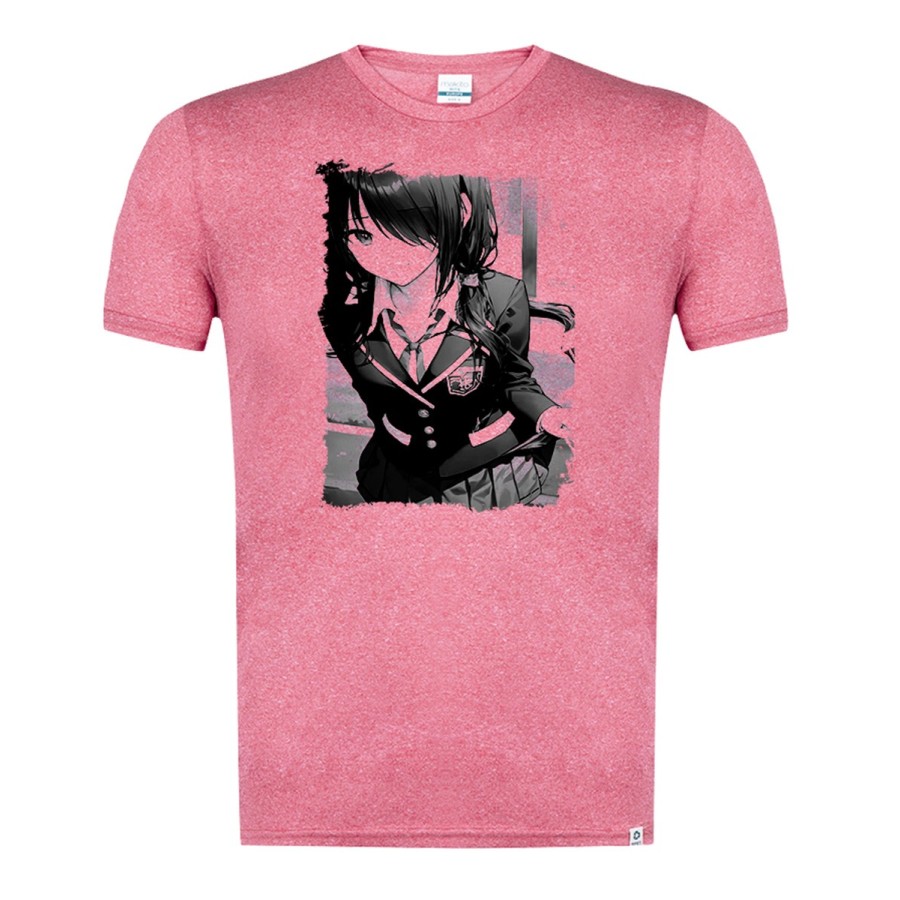 CAMISETA ROJA MEZCLA CON IMAGEN EN TONALIDADES NEGRAS date a live kurumi casual ropa moderna tshirt