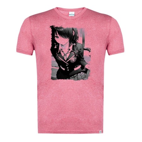 CAMISETA ROJA MEZCLA CON IMAGEN EN TONALIDADES NEGRAS date a live kurumi casual ropa moderna tshirt