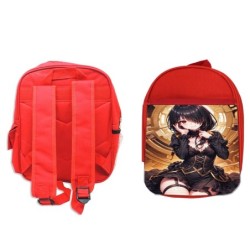 PACK MOCHILA ROJA Y ESTUCHE date a live kurumi ropa novia cita romance amor material escolar