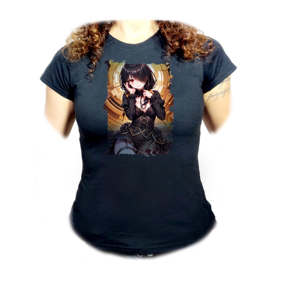 CAMISETA NEGRA MUJER date a live kurumi ropa novia cita romance amor oferta personalizada