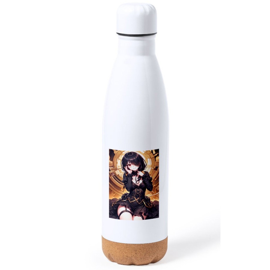 BIDON 750 ML ACERO INOXIDABLE ADORNO DE CORCHO date a live kurumi ropa novia cita romance amor tapon botella