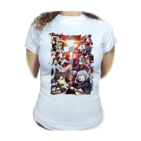 CAMISETA MUJER tensei shitara slime datta ken saga 3 caballeros moda personalizada
