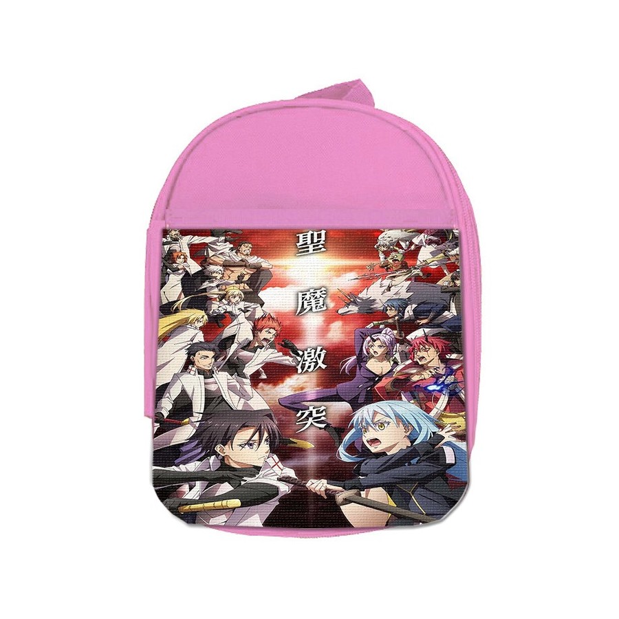 MOCHILA ROSA tensei shitara slime datta ken saga 3 caballeros escolar personalizado picnic excursión deporte