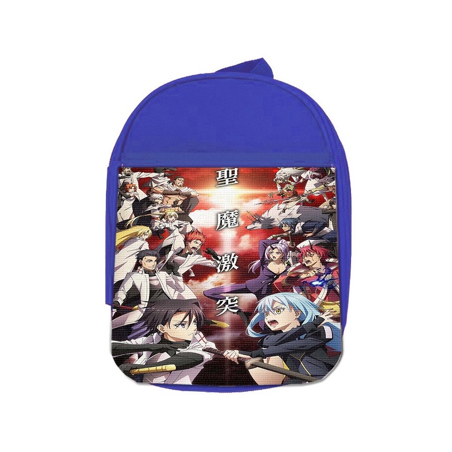 MOCHILA AZUL tensei shitara slime datta ken saga 3 caballeros escolar personalizado picnic excursión deporte