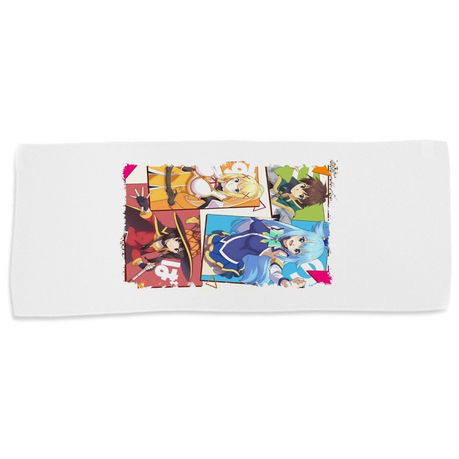 TOALLA GIMNASIO GYM ABSORBENTE konosuba saga 3 personajes manga fanart suave con bolsita