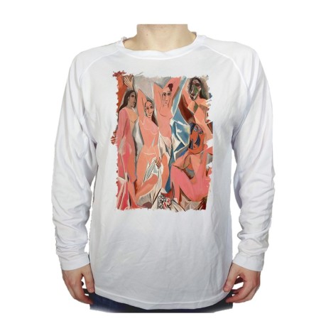 CAMISETA MANGA LARGA cuadro las señoritas de Avignon Pablo Picasso pintor personalizada