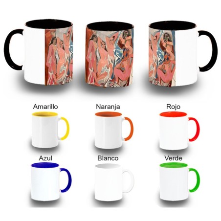 TAZA COLORES cuadro las señoritas de Avignon Pablo Picasso pintor color personalizada