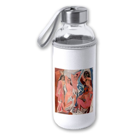 BIDON DE 420 ML CON FUNDA DE NEOPRENO cuadro las señoritas de Avignon Pablo Picasso pintor tapon seguridad