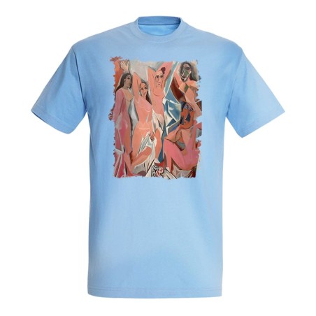 CAMISETA AZUL CIELO cuadro las señoritas de Avignon Pablo Picasso pintor moda verano personalizada