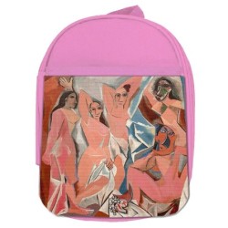 MOCHILA ROSA cuadro las señoritas de Avignon Pablo Picasso pintor escolar personalizado picnic excursión deporte