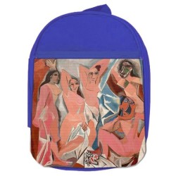 MOCHILA AZUL cuadro las señoritas de Avignon Pablo Picasso pintor escolar personalizado picnic excursión deporte