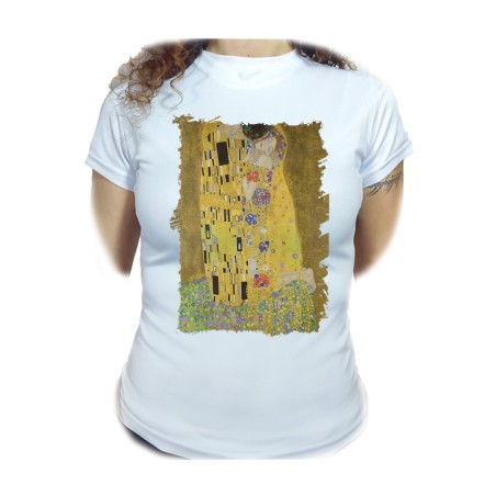 CAMISETA MUJER cuadro el beso Gustav Klint pintor clasico pintura moda personalizada