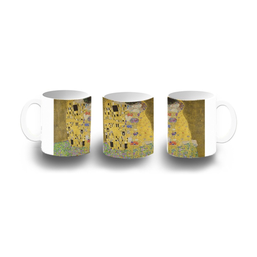 TAZA DE PLASTICO cuadro el beso Gustav Klint pintor clasico pintura niños personalizada